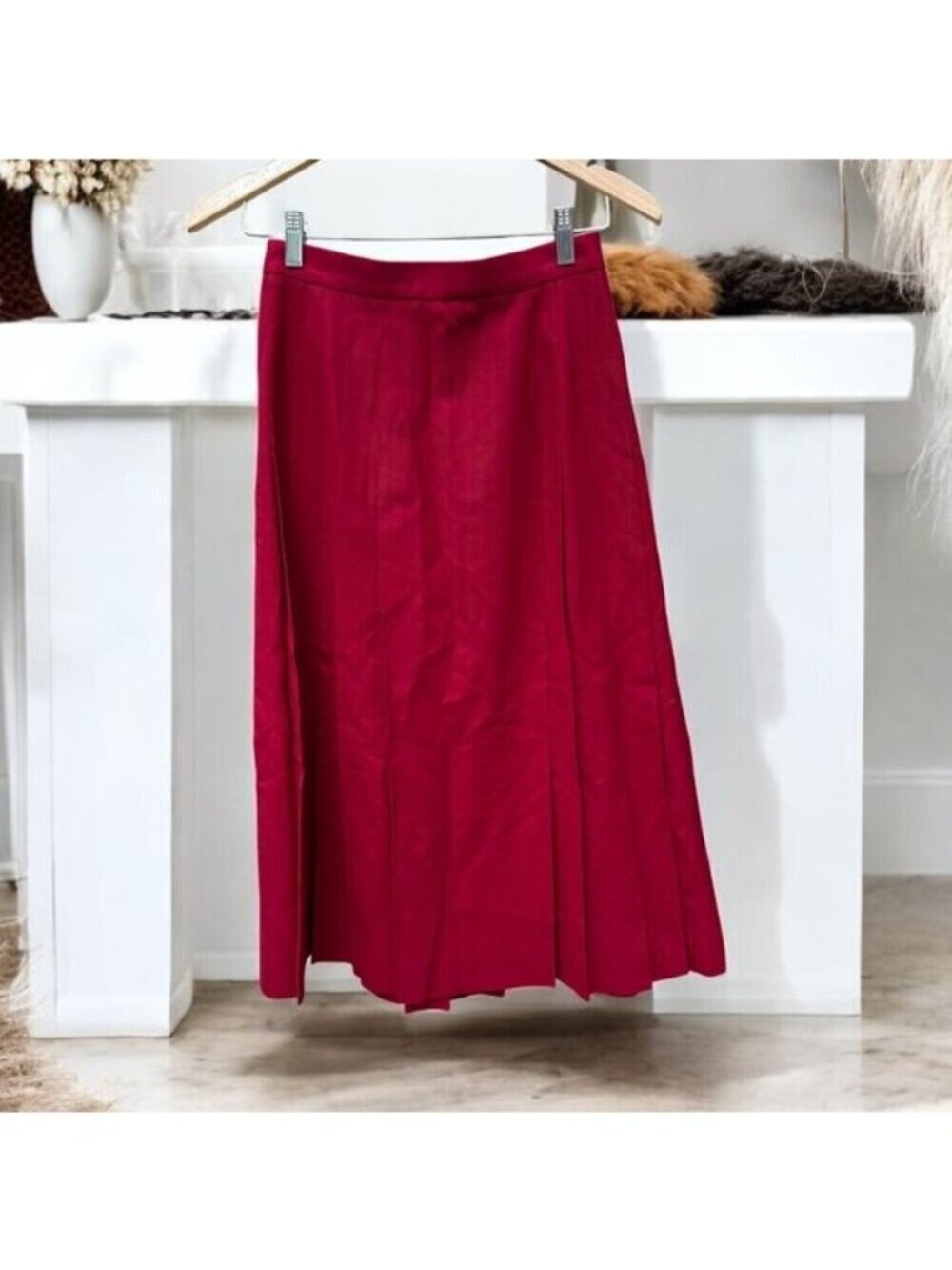 Talbots Vintage 100% Wool Pleated Midi Skirt Size 4P Made in USA - Picture 2 of 15